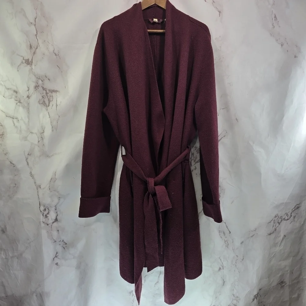Anthropologie Robe Womens XL Red Moth Wool Blend Housecoat Bath Mayella